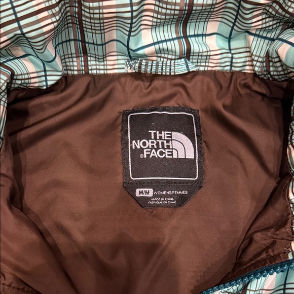 The North Face Women’s Medium Light Weight Plaid Puffer Jacket - Teal and Brown - Picture 2 of 13